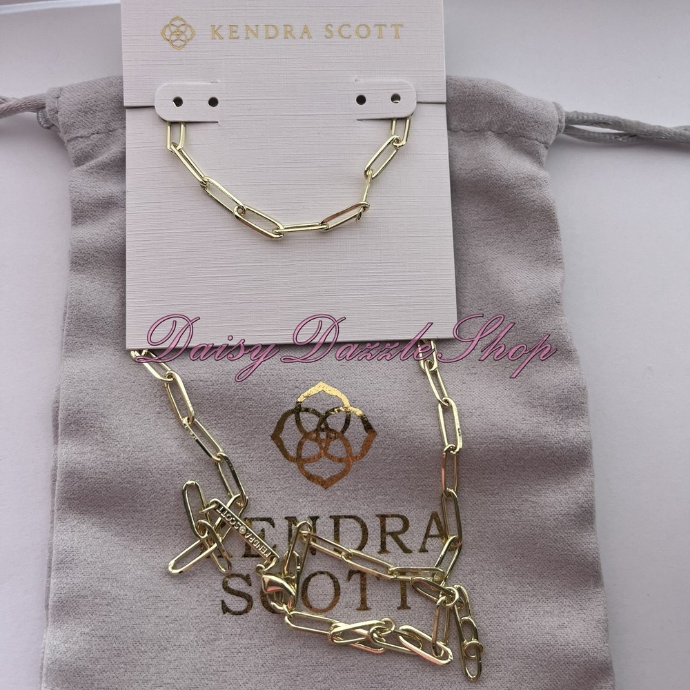 ✨Defective Kendra Scott Courtney Paperclip Necklace Fashion Jewelry Gold New ✨ - Picture 8 of 8